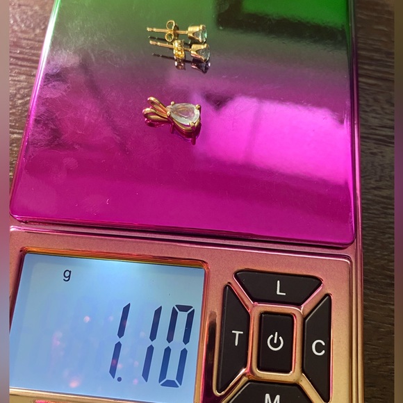 14K YELLOW GOLD aquamarine studs and pendant set REAL GOLD 🩵 vintage - Picture 11 of 15